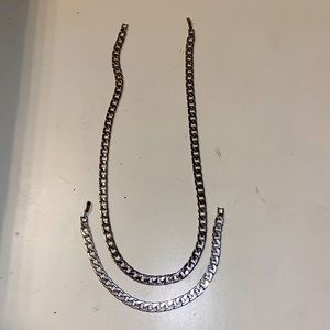 silver mens jewelry set